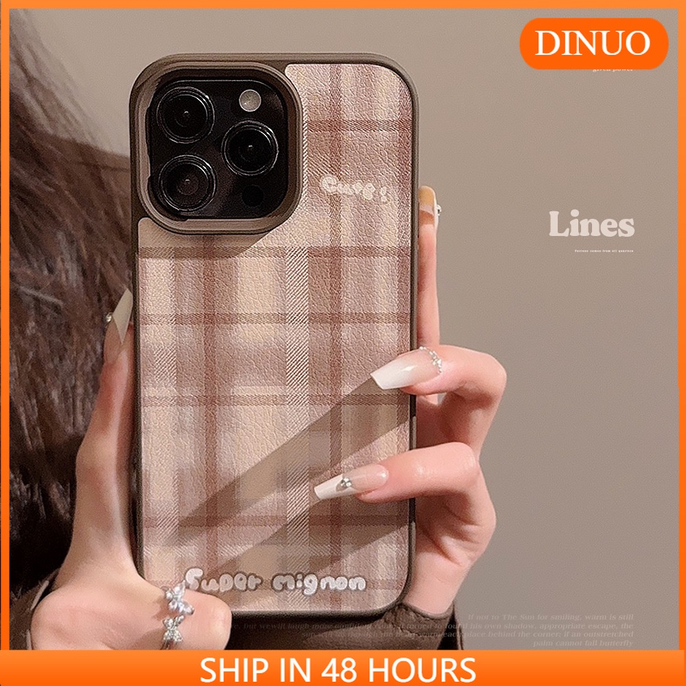 Ốp Điện Thoại Họa Tiết Sọc Caro Nâu Cho iphone15 / 14promax / 13 / 12 / pro / promax / 11/TX