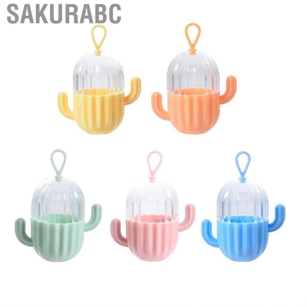 Sakurabc Makeup Sponge Storage Box  Blender Case Dust Proof Transparent Cactus Shape Thick with Lid for Outdoor