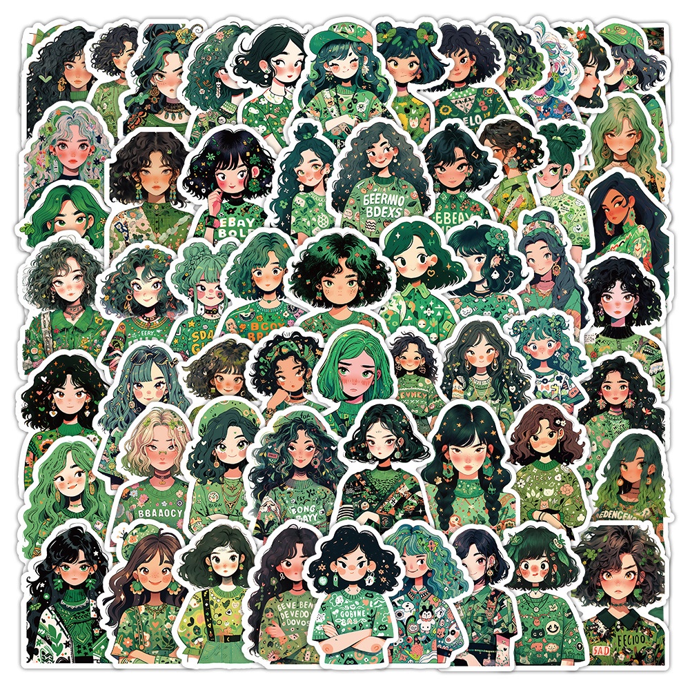 Bộ 60 Miếng Dán Trang Trí Mũ Bảo Hiểm / Bút Chì Họa Tiết Hoạt Hình graffiti Xinh Xắn