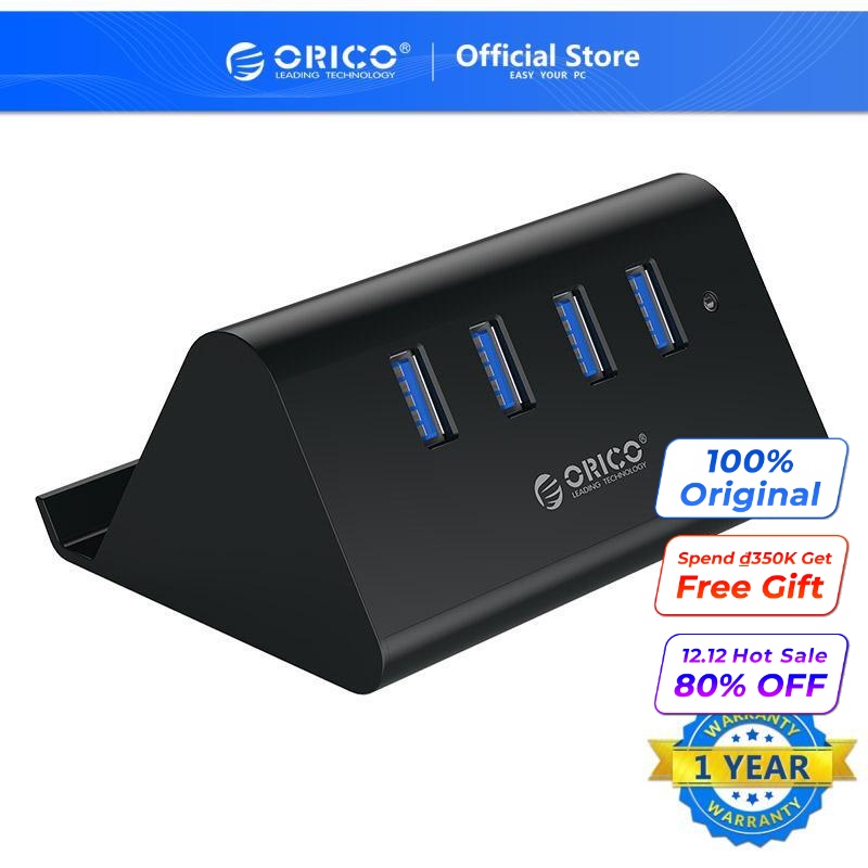 Bộ chuyển đổi Hub Orico chia 4 cổng Usb 3.0 tốc độ cao tích hợp giá đỡ cho máy tính bảng/điện thoại/Laptop/PC