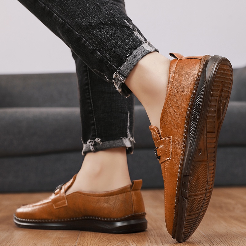 Giày Lười Da Phong Cách retro Thời Trang Cho Nam