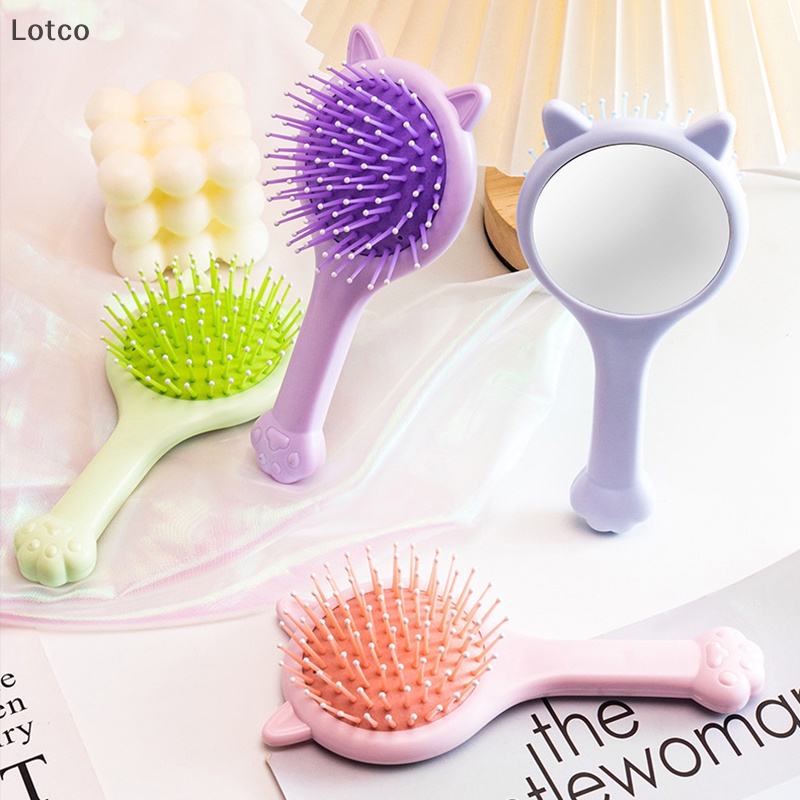 Lotco Lược Chải Tóc Hình Tai Mèo mini Có Gương Trang Điểm Mát Xa Da Đầu Làm Đẹp Cho Nữ vn