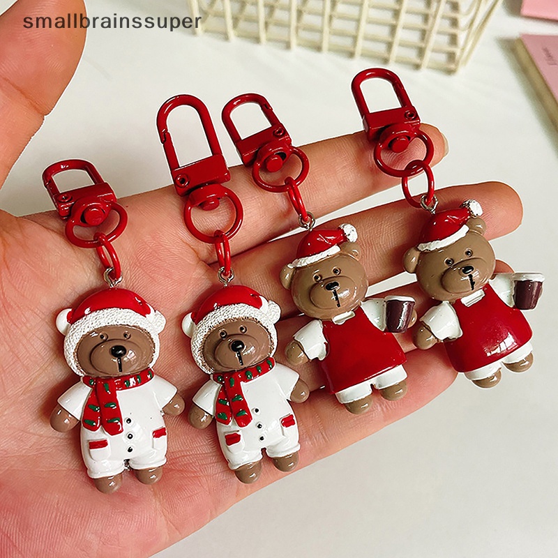 Smallbrainssuper Móc Chìa Khóa Hình Gấu Hoạt Hình Dễ Thương Thời Trang Giáng Sinh Làm Quà Tặng Trang Trí Ba Lô sbs