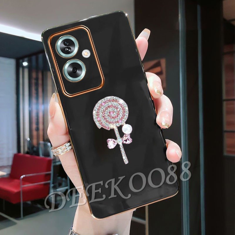 Ốp Điện Thoại Mềm Mạ Điện Màu Trắng Hồng Hình Kẹo Mút Cho oppo a79 a18 a38 4g 5g oppoa79 oppoa18 a38