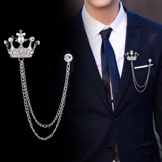 1 Trâm Cài Áo Vest Nam Dây Xích Đôi Tua Rua Đính Kim Cương Pha Lê Lấp Lánh Phong Cách Anh Quốc