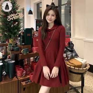 Hormoo Váy dệt kim phong cách Hàn Quốc thuần khiết ham muốn dài vừa phải váy chữ A mỏng eo cao