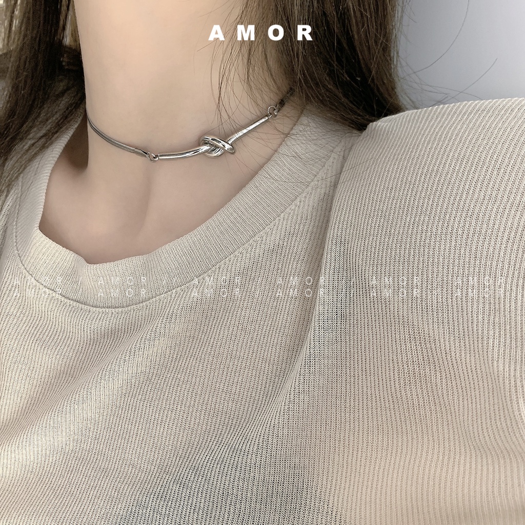 Vòng cổ Bằng Thép Không Gỉ Không Gỉ Thắt Nút Không Phai Màu Phong Cách Thanh Lịch Và Cá Tính