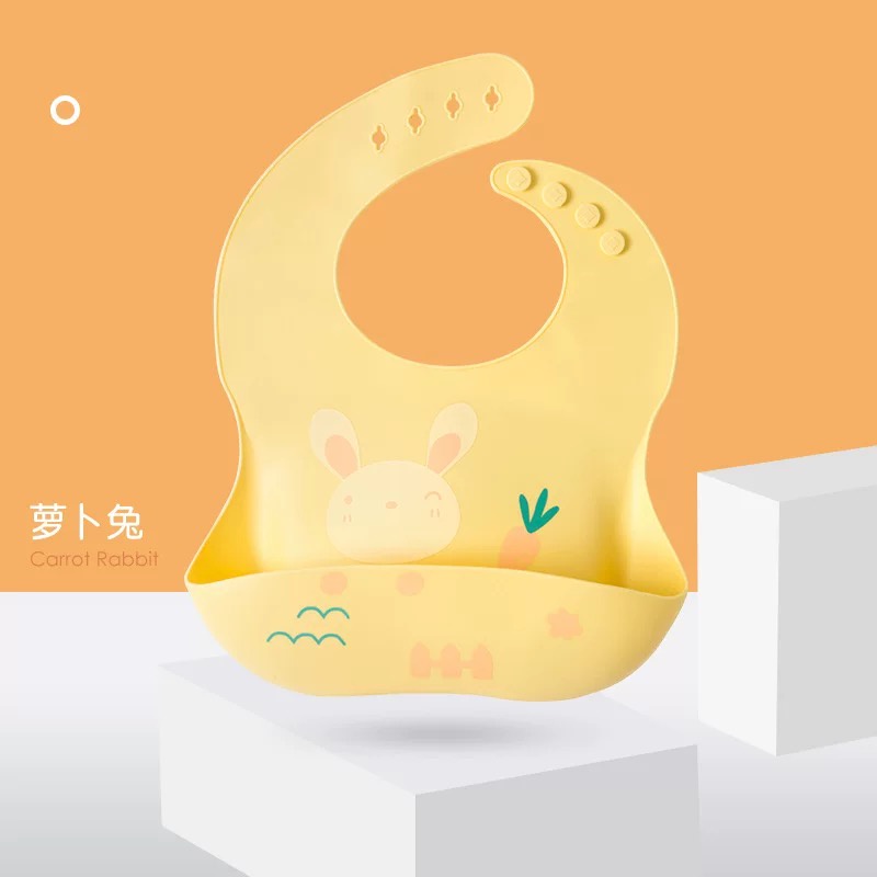 Yếm ăn dặm cho bé có máng hứng Tushie Treats chât sliệu dầy dặn phong cách Hàn Quốc Shopmegold1