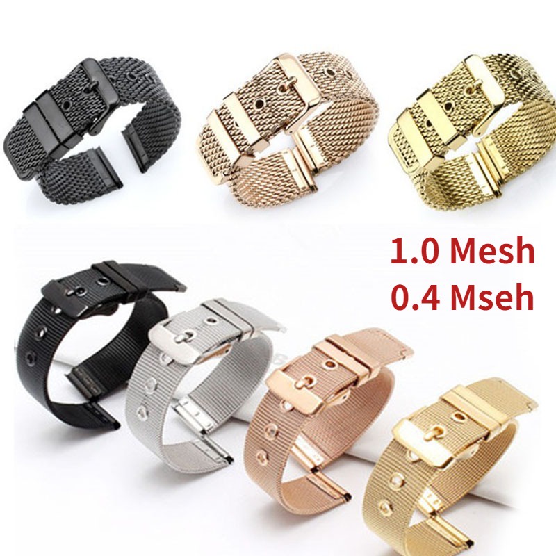Dây Đeo Đồng Hồ Bằng Thép Không Gỉ 18mm 20mm 22mm 24mm 0.4mm 1.0mm mseh Dành Cho Nam Và Nữ