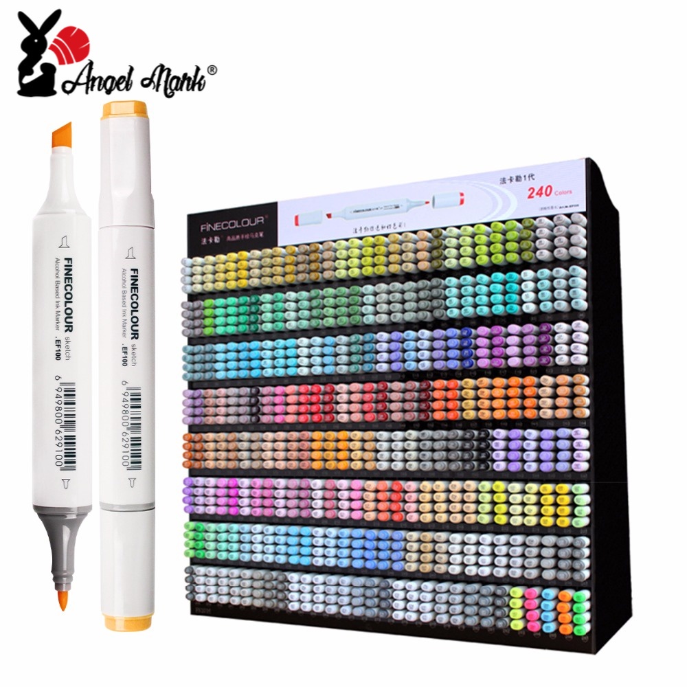 Bộ Bút Đánh Dấu angel mark finecolour ef100 240 Màu Nghệ Thuật Cơ Thể Màu Xám / Xám / Vàng / Xám / Xanh Dương / Xám / Xanh Lá / Xám