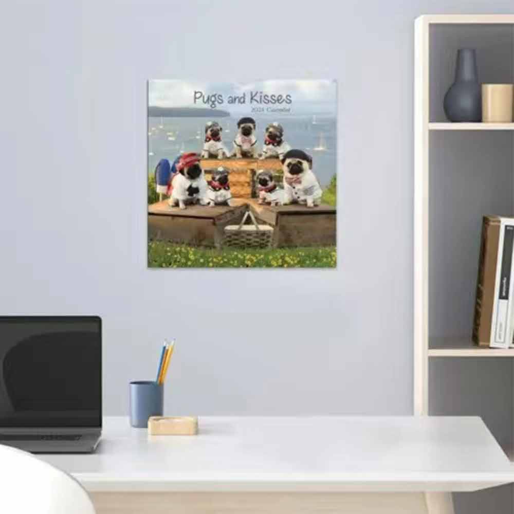 Pugs and Kisses 2024 Calendar Dog Breed Wall Calendar Month to View Calendar