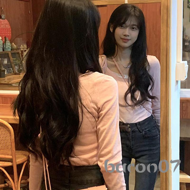 Áo Thun Dài Tay Giả Hai Lớp Phối Ren Phong Cách Đường Phố Cho Nữ | BigBuy360 - bigbuy360.vn