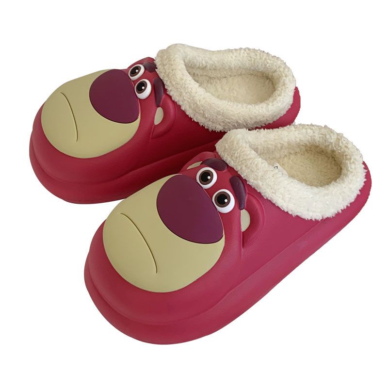 C-FOOT Dép Bông Đi Trong Nhà Hình Gấu Dâu Dễ Thương Cho Nam Và Nữ