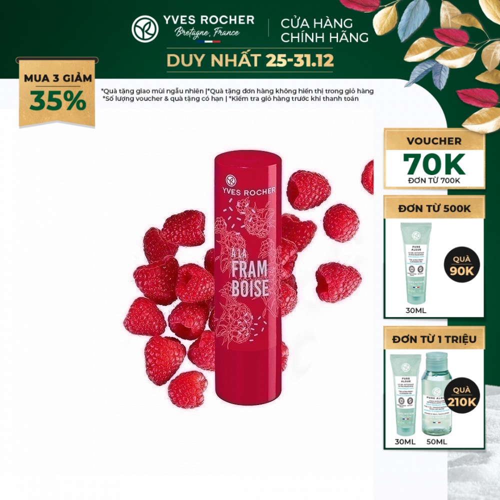 Son dưỡng môi Yves Rocher LIP BALM RASPBERRY 4.8G