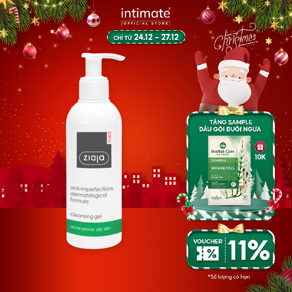 Gel Rửa Mặt Ziaja Med Anti-imperfections Dermatological Formula Làm Sạch Và Loại Bỏ Bụi Bẩn 200ml