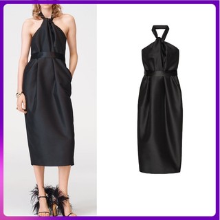 Zara Đầm Trễ Vai Phối Dây Thắt Thời Trang Mùa Thu Quyến Rũ 8205500