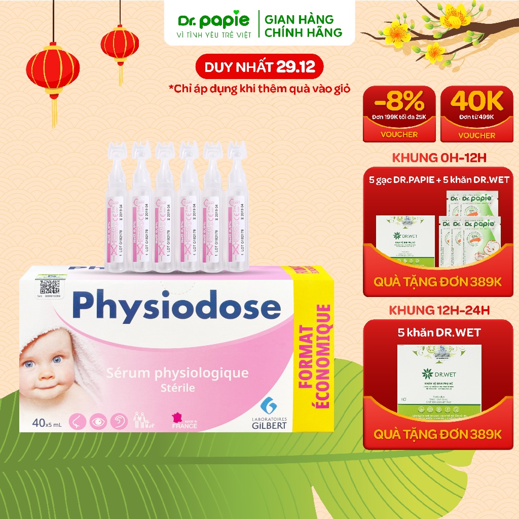 Nước Muối Sinh Lý Physiodose Vệ Sinh Tai, Mũi, Mắt Cho Bé 