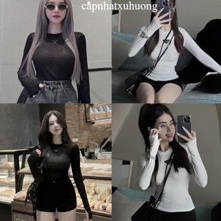 Áo thun body CỔ TRÒN thun borip fom dài đính tag tam giác dài tay về trắng, đen -  capnhatxuhuong