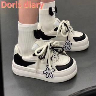 Giày Thể Thao Cột Dây Chống Trượt Chống Mài Mòn In Họa Tiết Hoạt Hình Phong Cách Hàn Quốc Cho Nữ