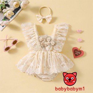 Bộ Áo Liền Quần Cổ Vuông Tay Bay In Hoa 3D + Băng Đô Nơ Thời Trang Mùa Hè Cho Bé Gái