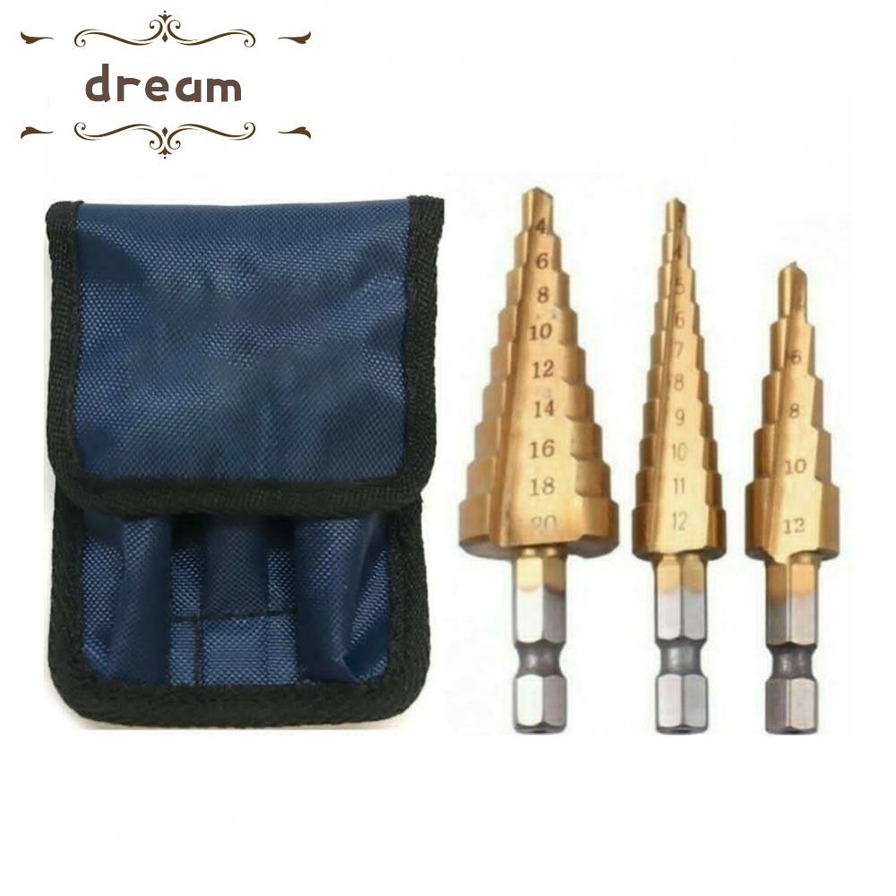 Drill Bits Steel Step Drill Set Step Drill 1/4\" Hex Shank 3pcs Useful