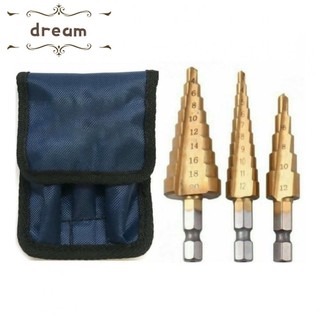 Drill bits steel step drill set step drill 1/4\" hex shank 3pcs useful