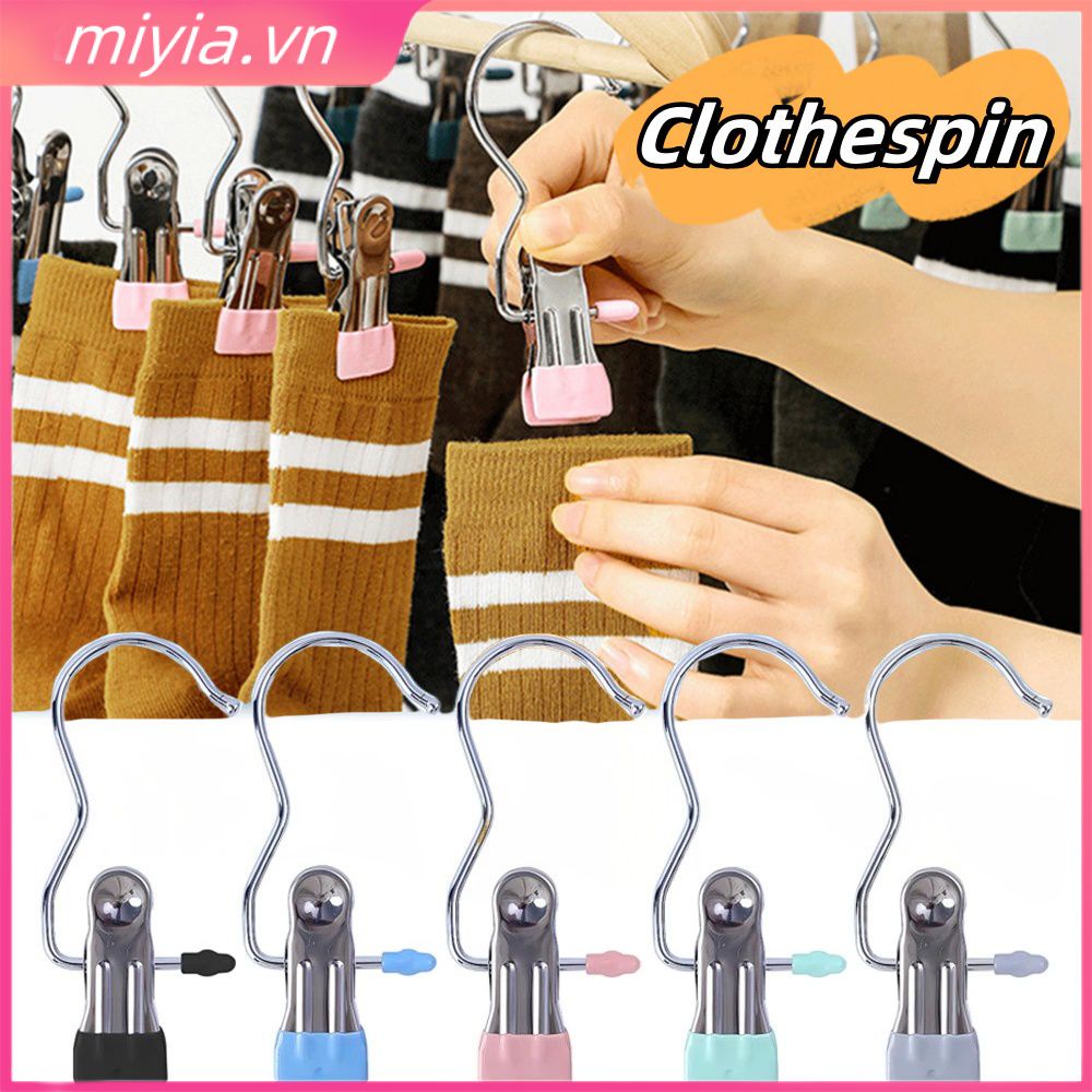 Kẹp móc đa năng Kẹp sấy tất thép không gỉ Kẹp chốt Kẹp chống gió Móc treo quần áo Tủ quần áo Móc treo quần áo miyia.vn