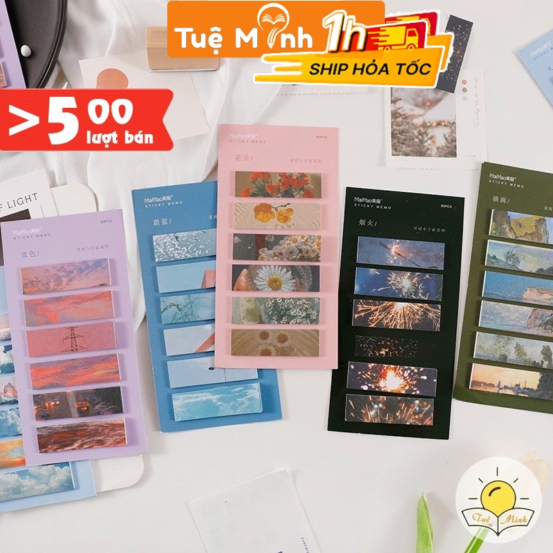 Bộ 90 tờ note ghi chú kiêm ảnh dán Aesthetic trang trí sổ take note VPPTUEMINH, bullet journal NO03