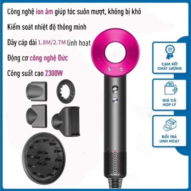 Máy sấy tóc SuperSonic không cánh quạt, êm ái, mạnh mẽ, công suất cao, sấy nóng lạnh và tạo kiểu nhanh. BH 12 tháng