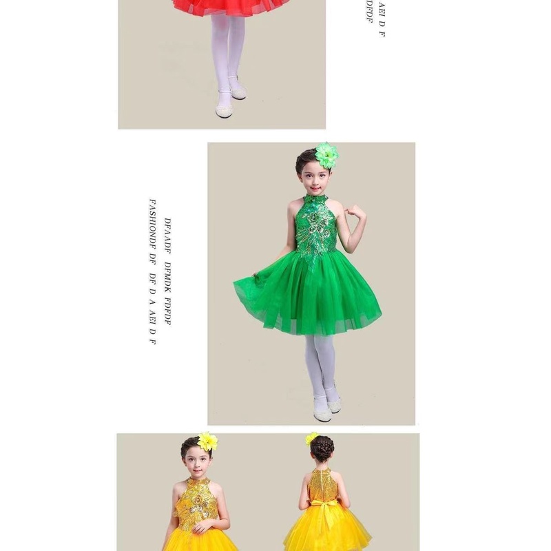 Đầm Biểu Diễn Múa pettiskirt Đính Kim Sa Lấp Lánh Cho Bé Gái