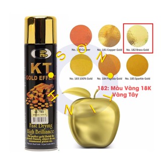 Sơn Xịt Phun Mạ Vàng Bosny 18K 24K 9999 KT Màu 180 181 182 183 184 185