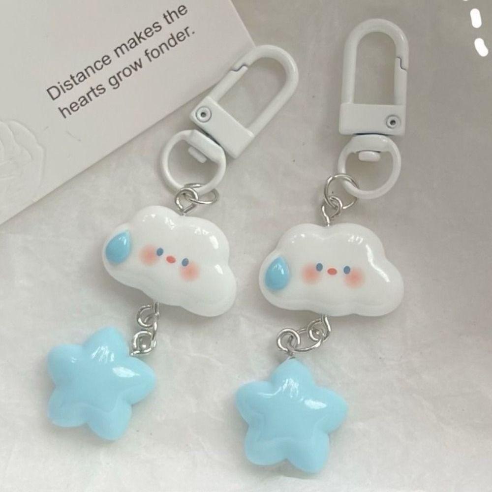 Shanhai Móc Khóa Nhựa Hình Đám Mây Xanh Dương Ngôi Sao Đám Mây Hoạt Hình Dễ Thương Làm Quà Tặng Cho Bạn Gái