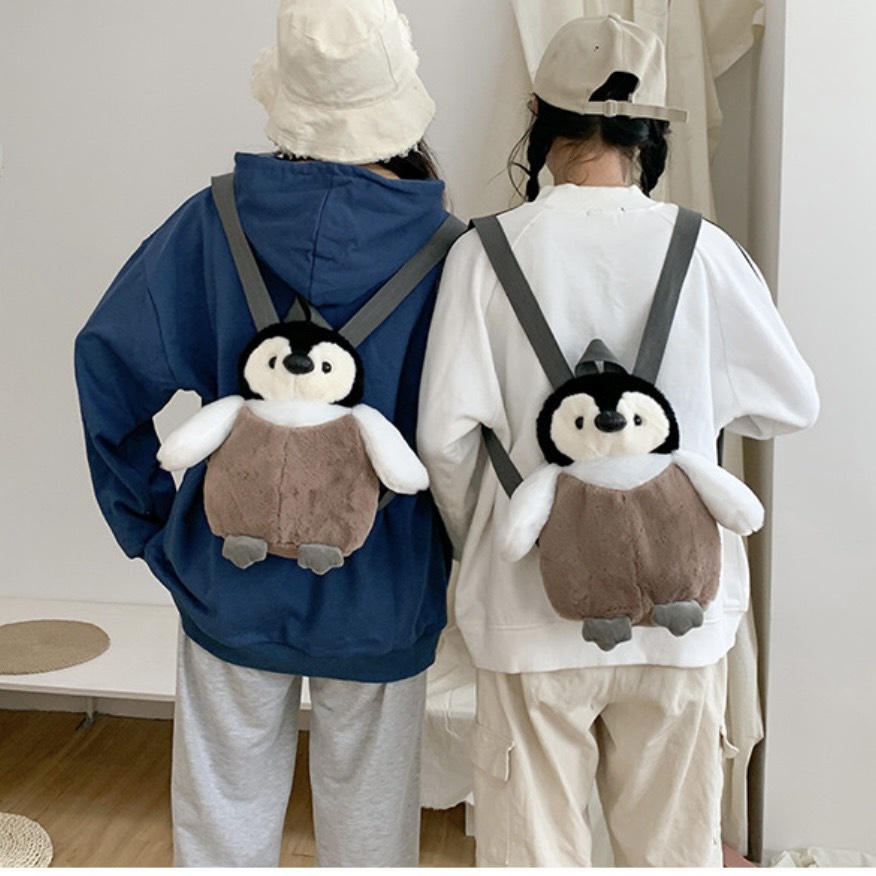 Balo Gấu Nhồi Bông Hình Chim Cánh Cụt Đáng Yêu Cực Thu Hút