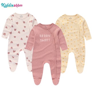 Bộ Đồ Ngủ 3 Món Áo Liền Quần cotton Tay Dài In Hình Dâu Tây Màu Hồng Dễ Thương Thời Trang Mùa Thu Cho Bé Gái