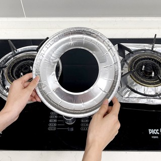 Set 10 miếng giấy bạc lót bếp gas dạng Vuông/Tròn chống văng dầu mỡ tiện dụng