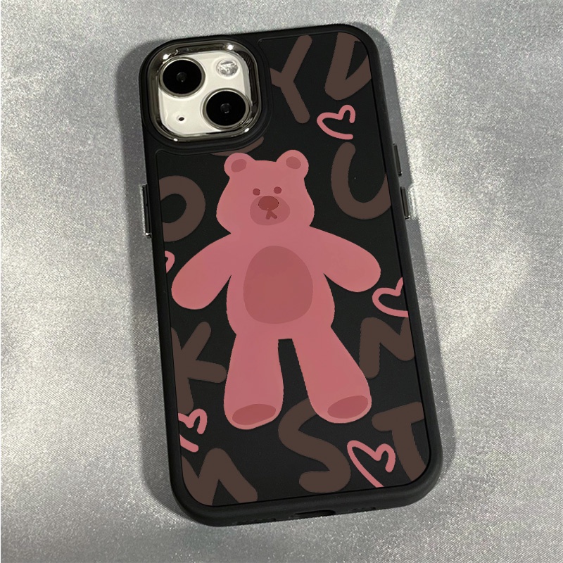 Ôp Điện Thoại Silicon Dẻo Màu Hồng Hình Chú Gấu Dễ Thương Cho iphone 14 13 12 11 pro max xs x xr 8 + 7 plus