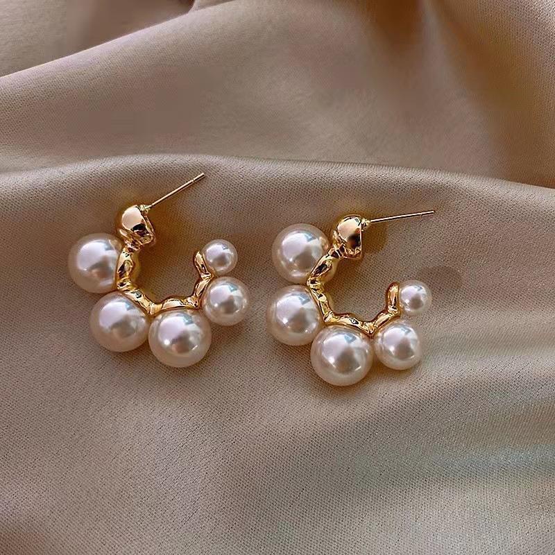 Deartiara Khuyên Tai Hình Chữ c Đính Ngọc Trai Phong Cách vintage Hàn Quốc