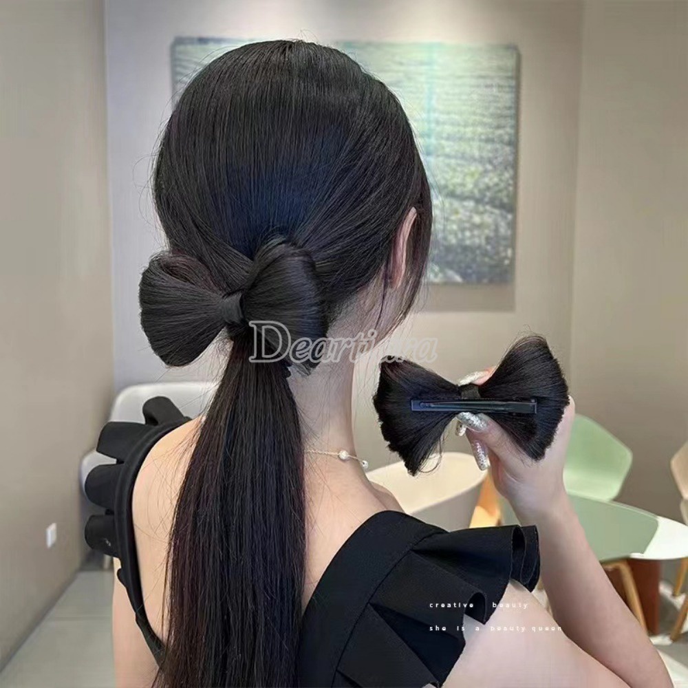 Kẹp Tóc Giả Đính Nơ Và Bóng Lông Thời Trang Dành Cho Nữ