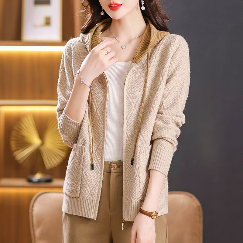 Áo Khoác Hoodie Có Khóa Kéo Dáng Rộng Phong Cách Mới Dành Cho Phụ Nữ Trung Niên