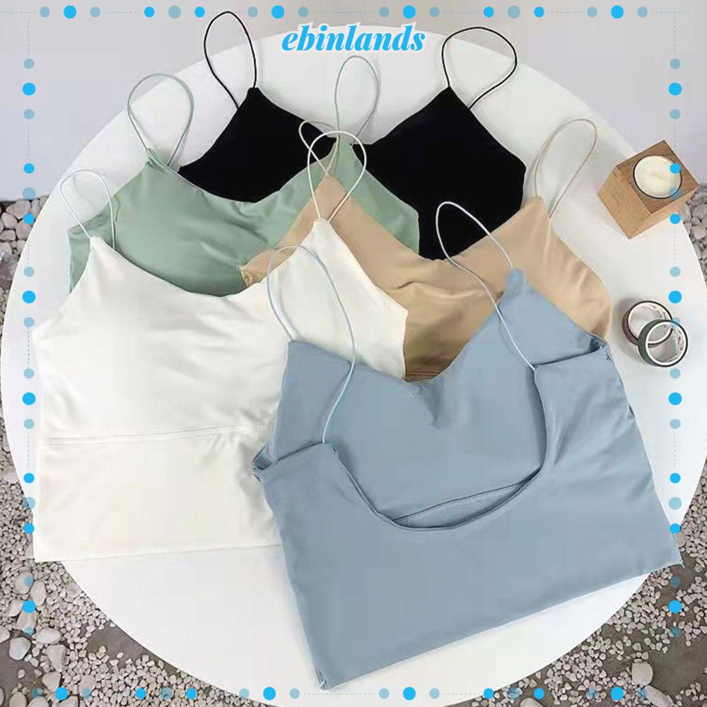 Áo Croptop Hai Dây Có Mút Đệm Ngực Nhiều Màu Sắc Bằng Lụa Mát Thời Trang Quyến Rũ Dành Cho Nữ