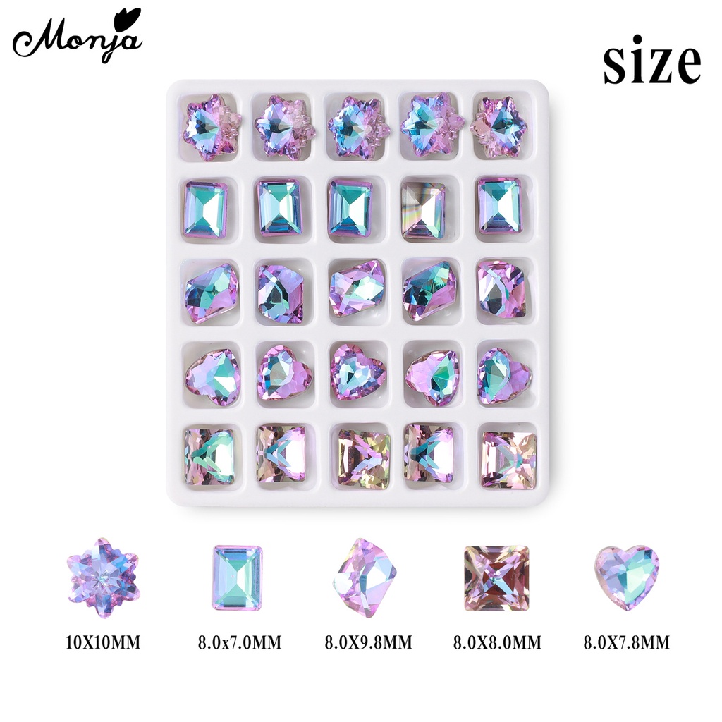 Monja Set 25 Hạt Pha Lê 3d Lấp Lánh Trang Trí Móng Nghệ Thuật