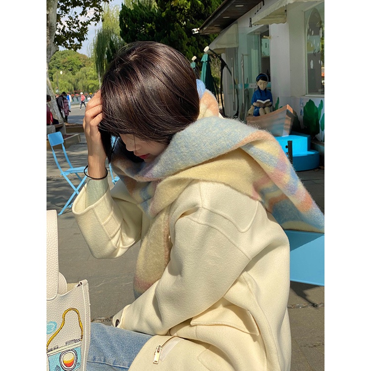 Khăn Choàng Lông Màu macaron Cao Cấp Thời Trang Mùa Đông 2022 Mới Dành Cho Nữ