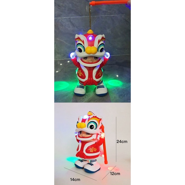 Lồng Đèn Hình Sư Tử Nhảy Múa Có Nhạc Nhỏ Gọn Làm Quà Tặng Lễ Hội Cho Bé txdq