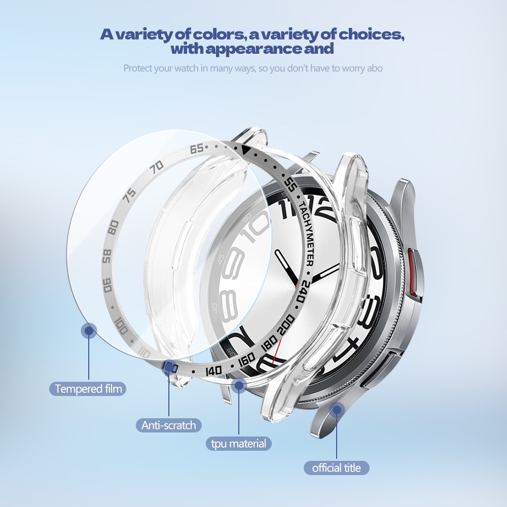 Ốp Dây Đeo Bằng Thép Không Gỉ Và Kính Cường Lực 4 Trong 1 Cho Đồng Hồ Thông Minh samsung galaxy watch 6 classic 43mm 47mm