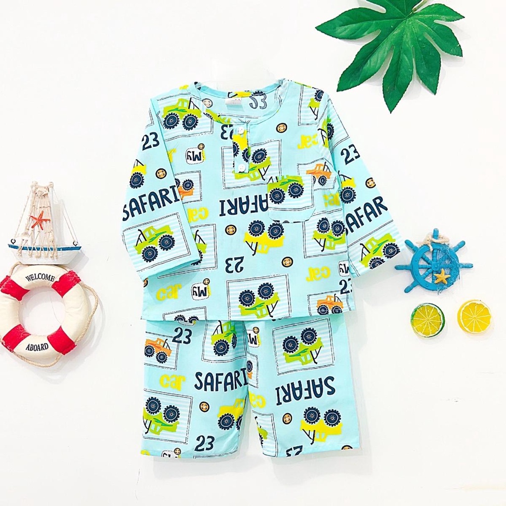 TOLEXINH  bộ tay dài quần dài bé trai - vải tole loại 1