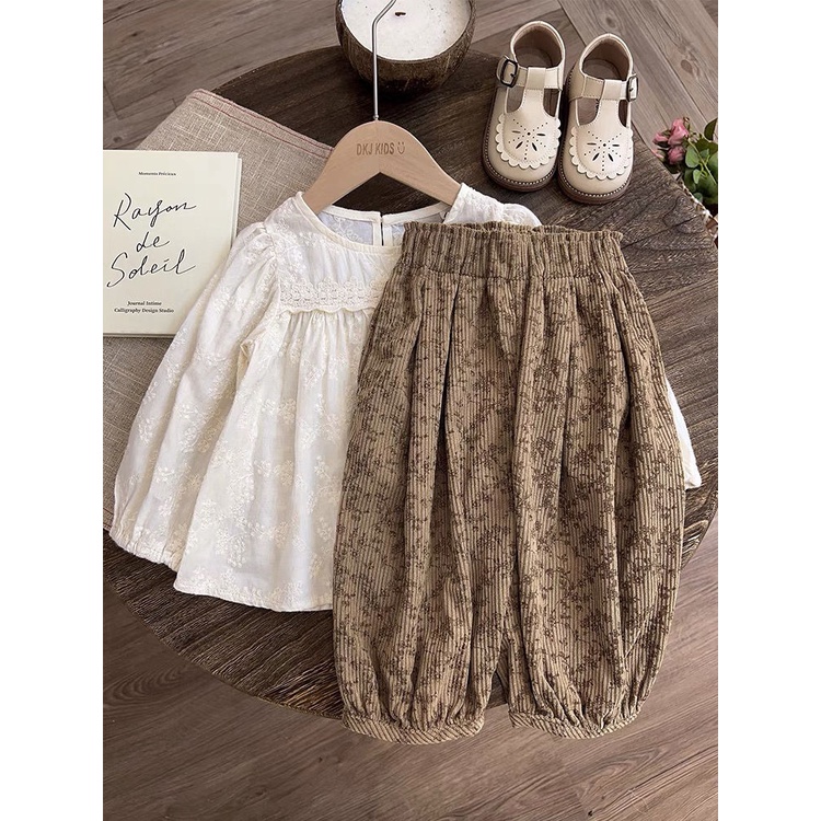 Bộ Đồ Thời Trang Xuân Thu Vải cotton Thiết Kế Xinh Xắn Cho Bé Gái