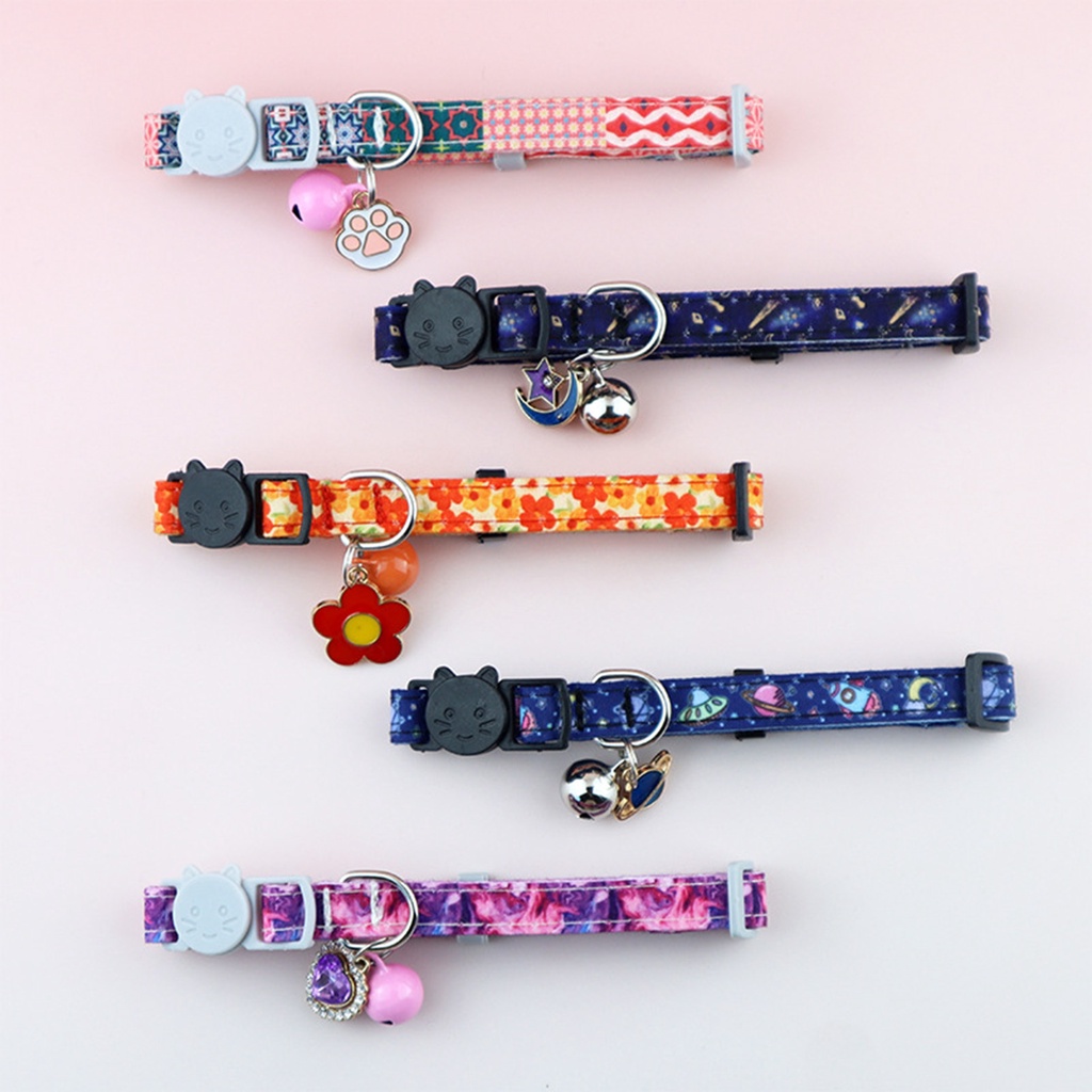 Hvn_vn_ Vòng Cổ Mặt Vòng Tròn Họa Tiết Hoạt Hình Tháo Lắp Nhanh Chống Mài Mòn Dễ Dàng Phong Cách Cho Thú Cưng