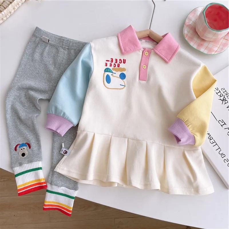 Áo Thun polo Phối Màu Tương Phản Phong Cách Hàn Quốc Thời Trang Xuân Thu Mới Cho Bé Gái