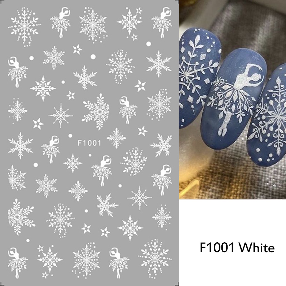 Miếng Dán Trang Trí Móng Tay 3d Hình Bông Tuyết Giáng Sinh Năm Mới