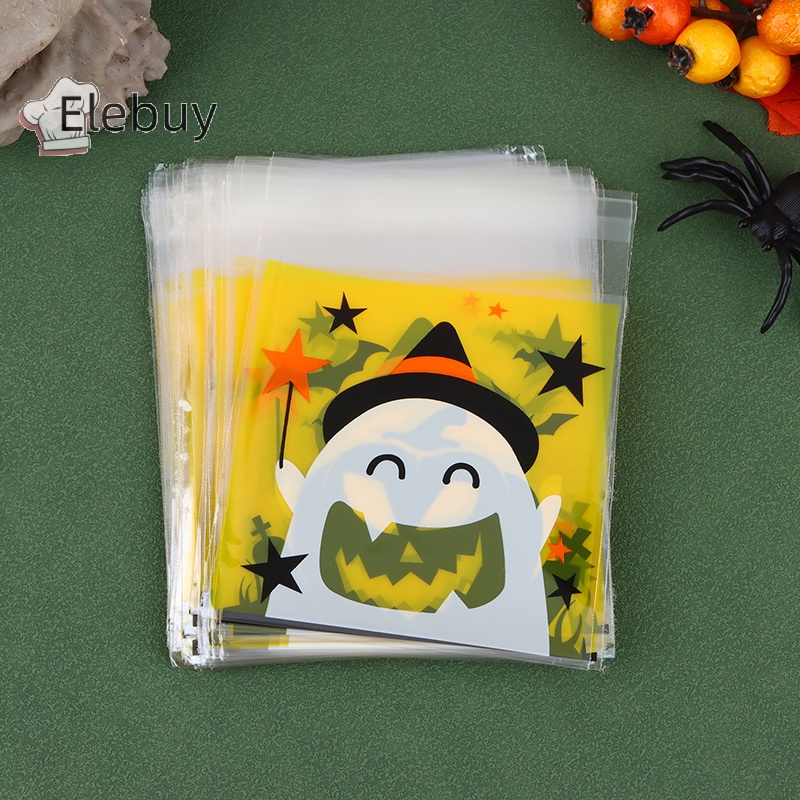 Set 100 Túi Nhựa Đựng Bánh Kẹo Tự Dính Trang Trí halloween